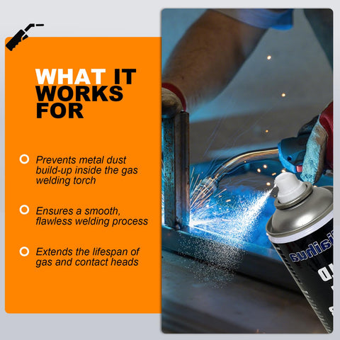 Weiiaihua anti-spatter spray spray-application shows quick, even coverage for welding prep.