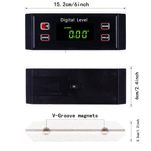 Weikani Inclinometer with V-groove base and magnet clamps to round pipes securely.