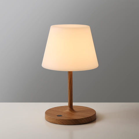 WEILAILUX outdoor table lamp wood grain closeup enhances ambient patio lighting.