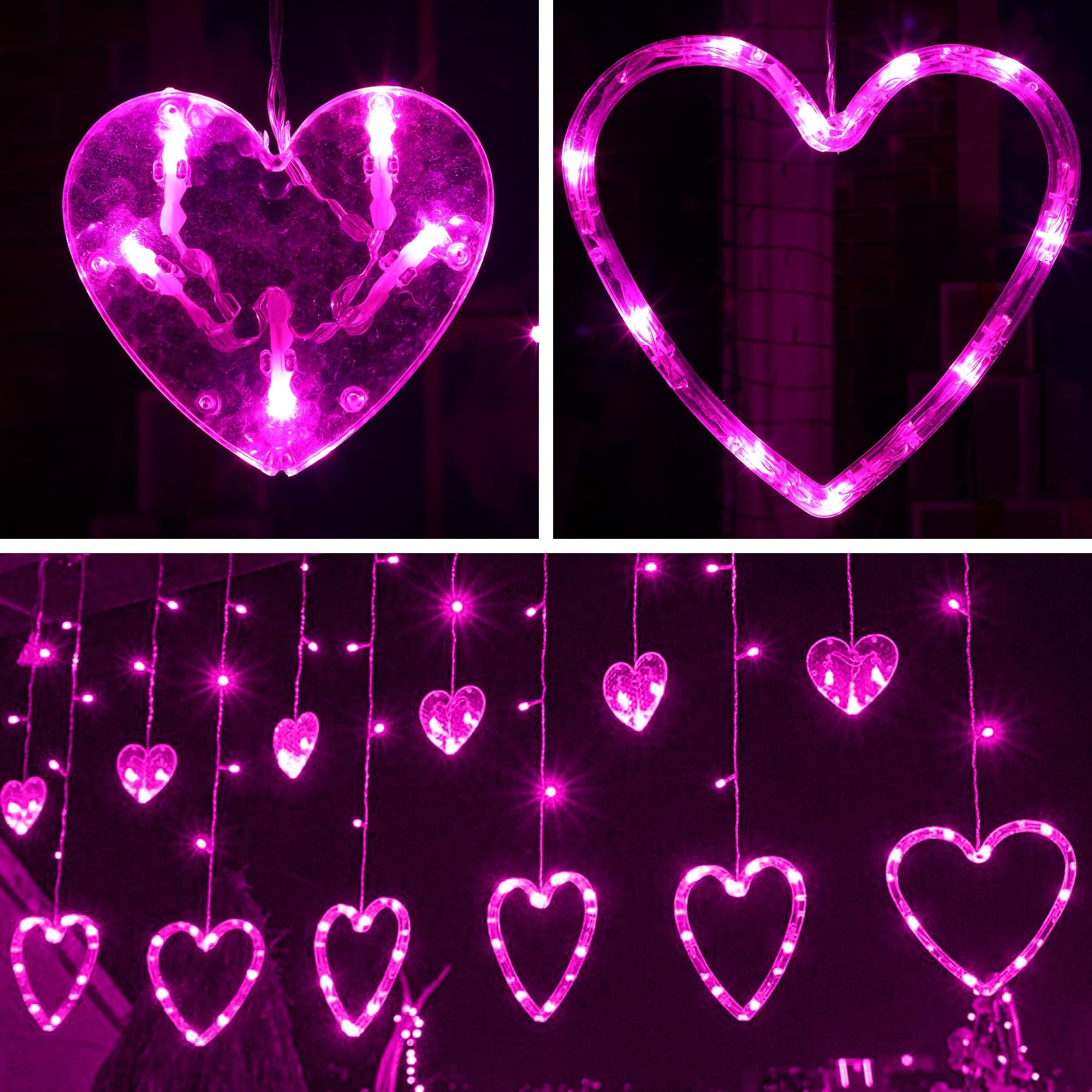 Weillsnow connectable heart string lights let you build larger displays for events.
