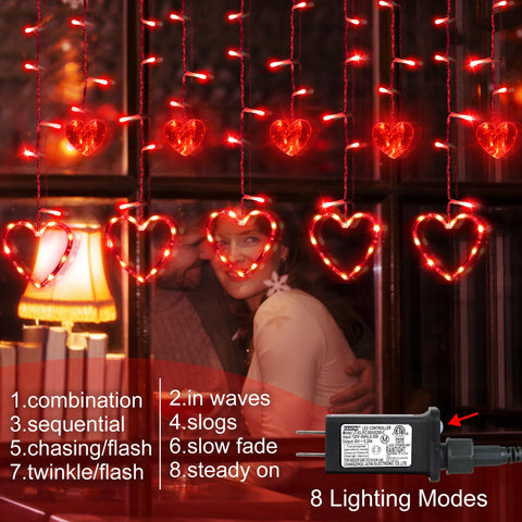 weillsnow curtain lights with 8 modes tailor atmosphere for celebrations.