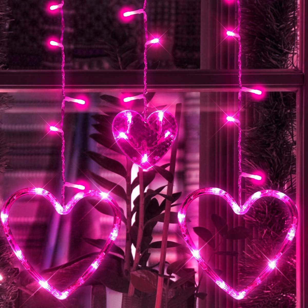 Weillsnow pink curtain lights brighten rooms, restaurants, or hallways with a romantic vibe.