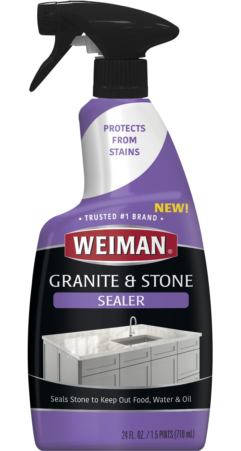 Weiman Granite & Stone Sealer Spray bottle close-up ready to protect stone.