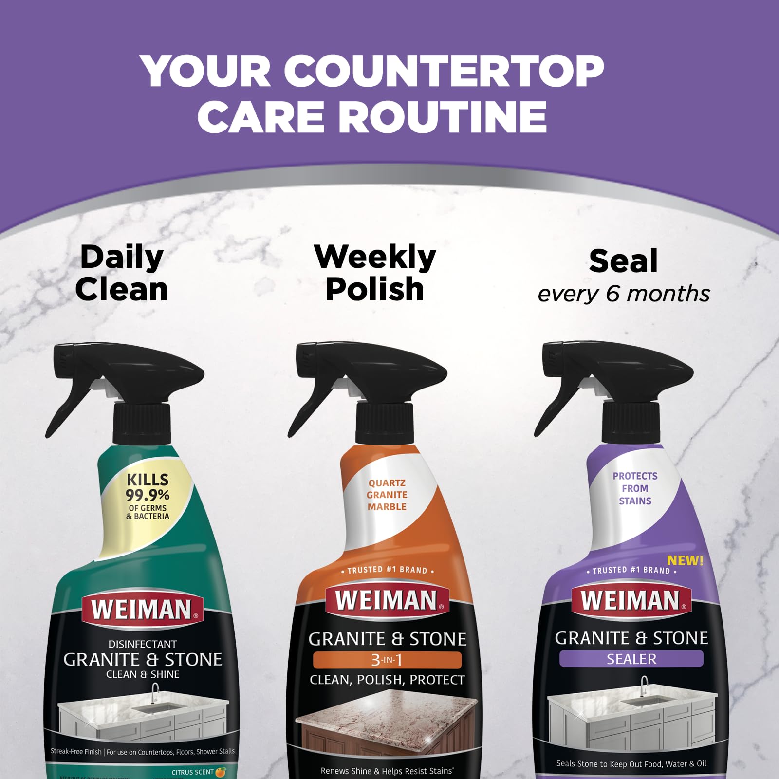 Weiman Granite & Stone Sealer Spray on shower tile delivers long-lasting protection.