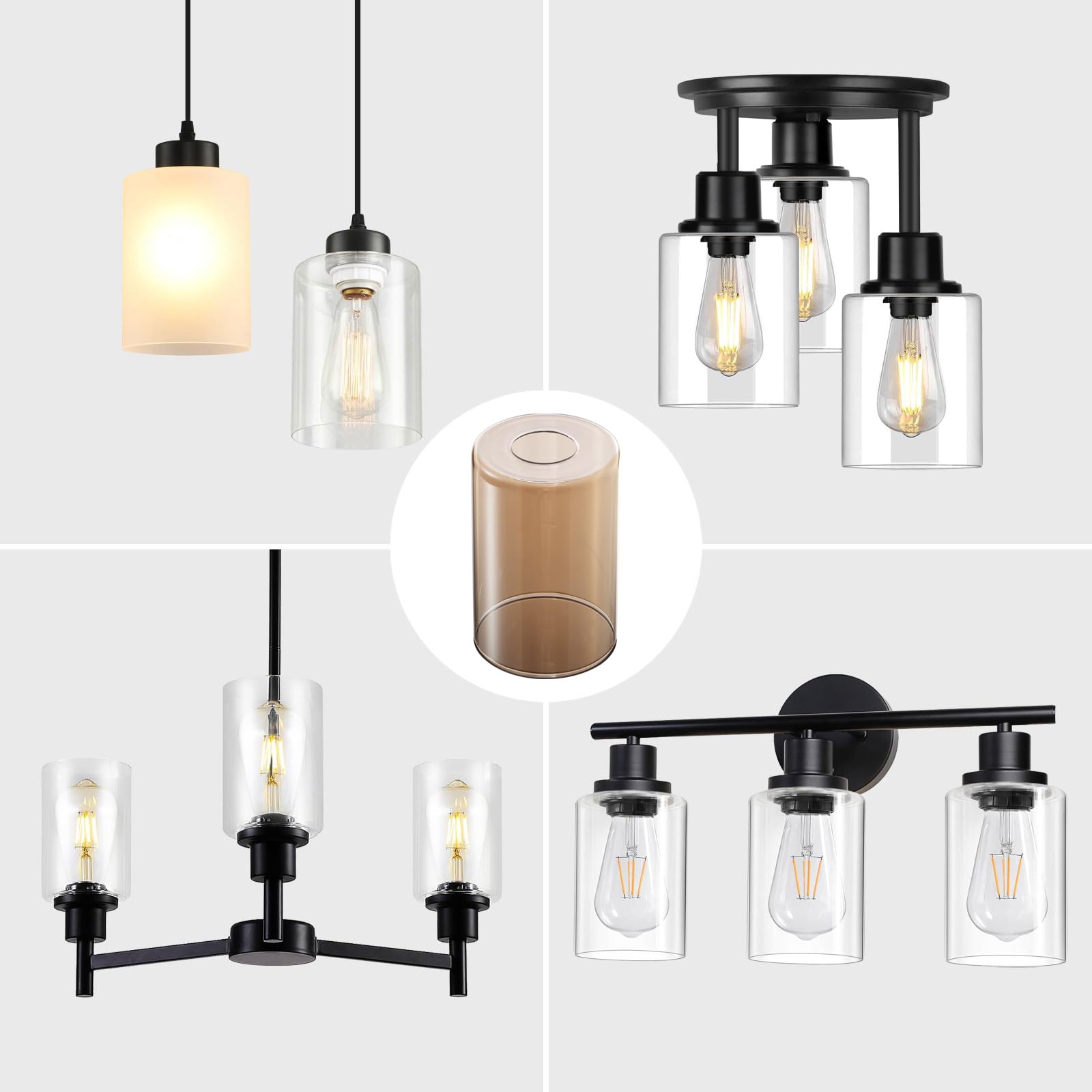 WEIYOUDJ amber glass lampshade features E26 fit of 1-5/8 inch for easy replacement.