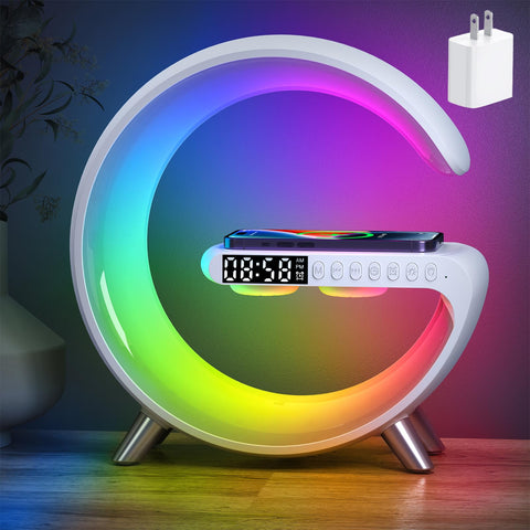WEKEFON Smart LED table lamp front view with ambient lighting and built-in speaker
