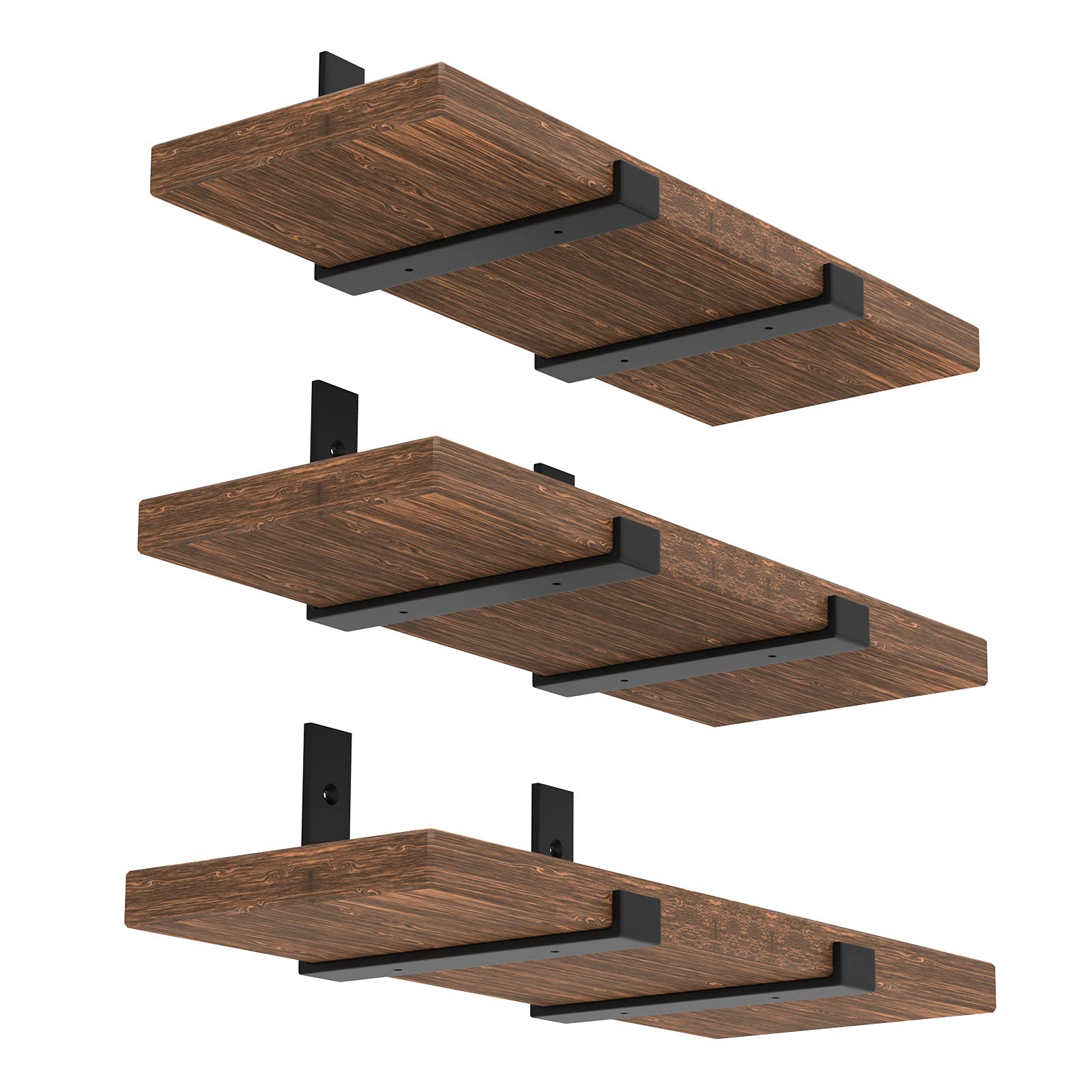 WEKIS 12-inch heavy-duty bracket seen from the side supports sturdy wall shelves.