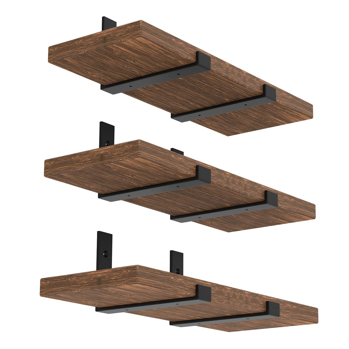 WEKIS 12-inch heavy-duty bracket seen from the side supports sturdy wall shelves.