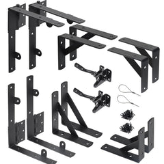 WEKIS anti-sag gate kit closeup showing sturdy brackets for durable installation