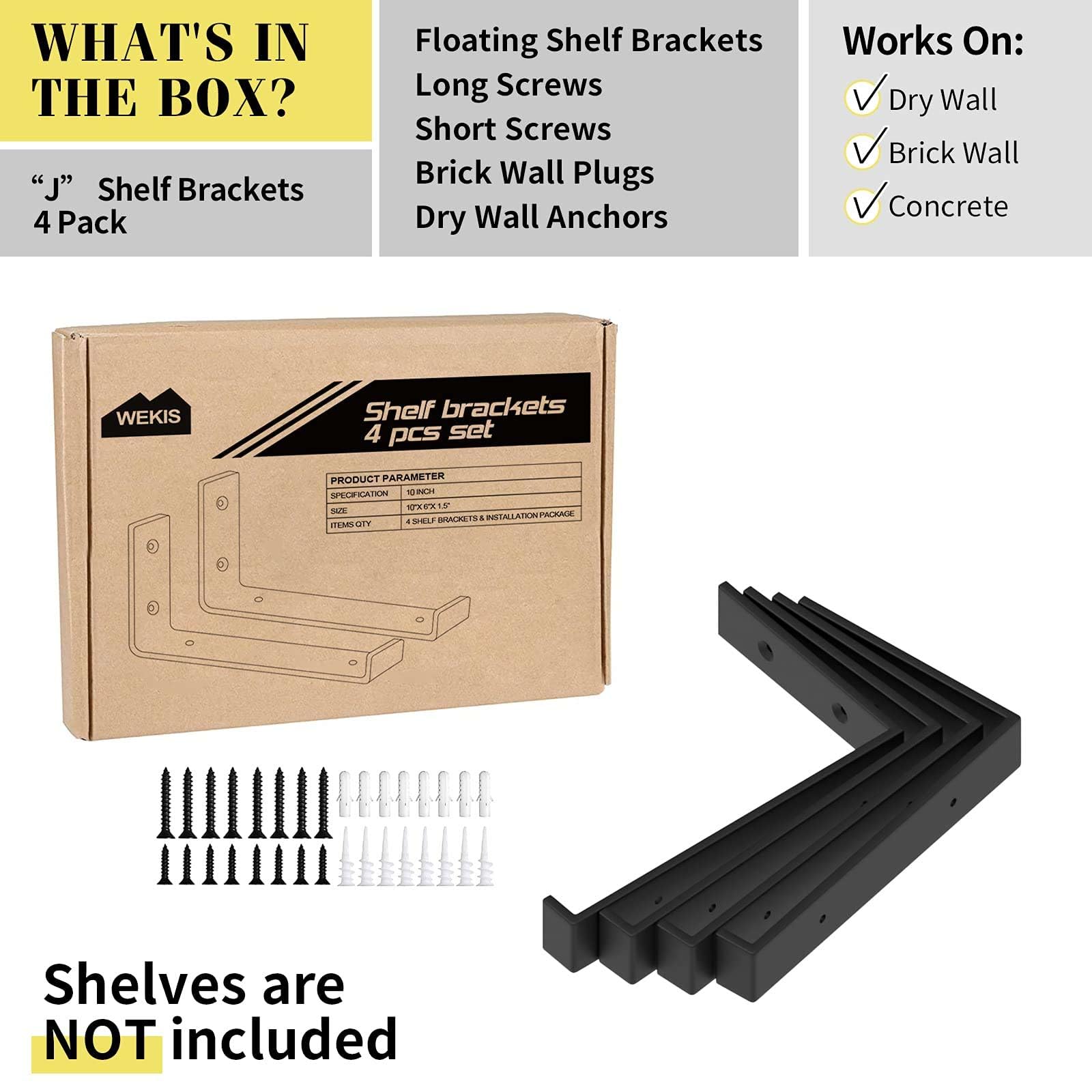 WEKIS bracket with matte black finish adds durable storage for living spaces.