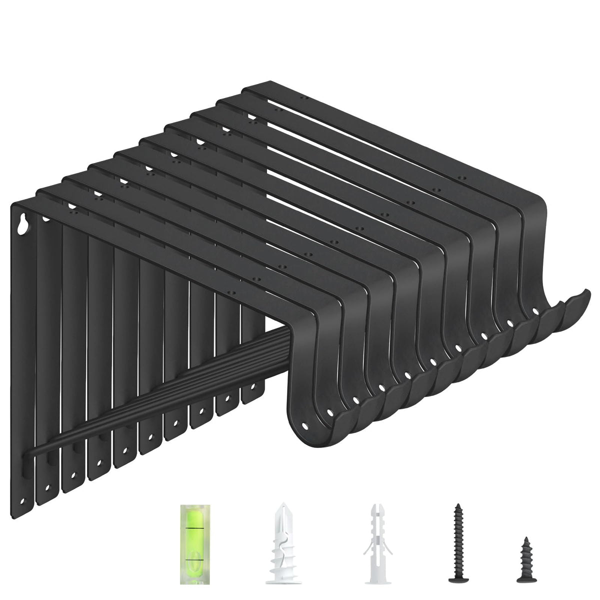 WEKIS closet brackets in matte black pack front view for organized spaces