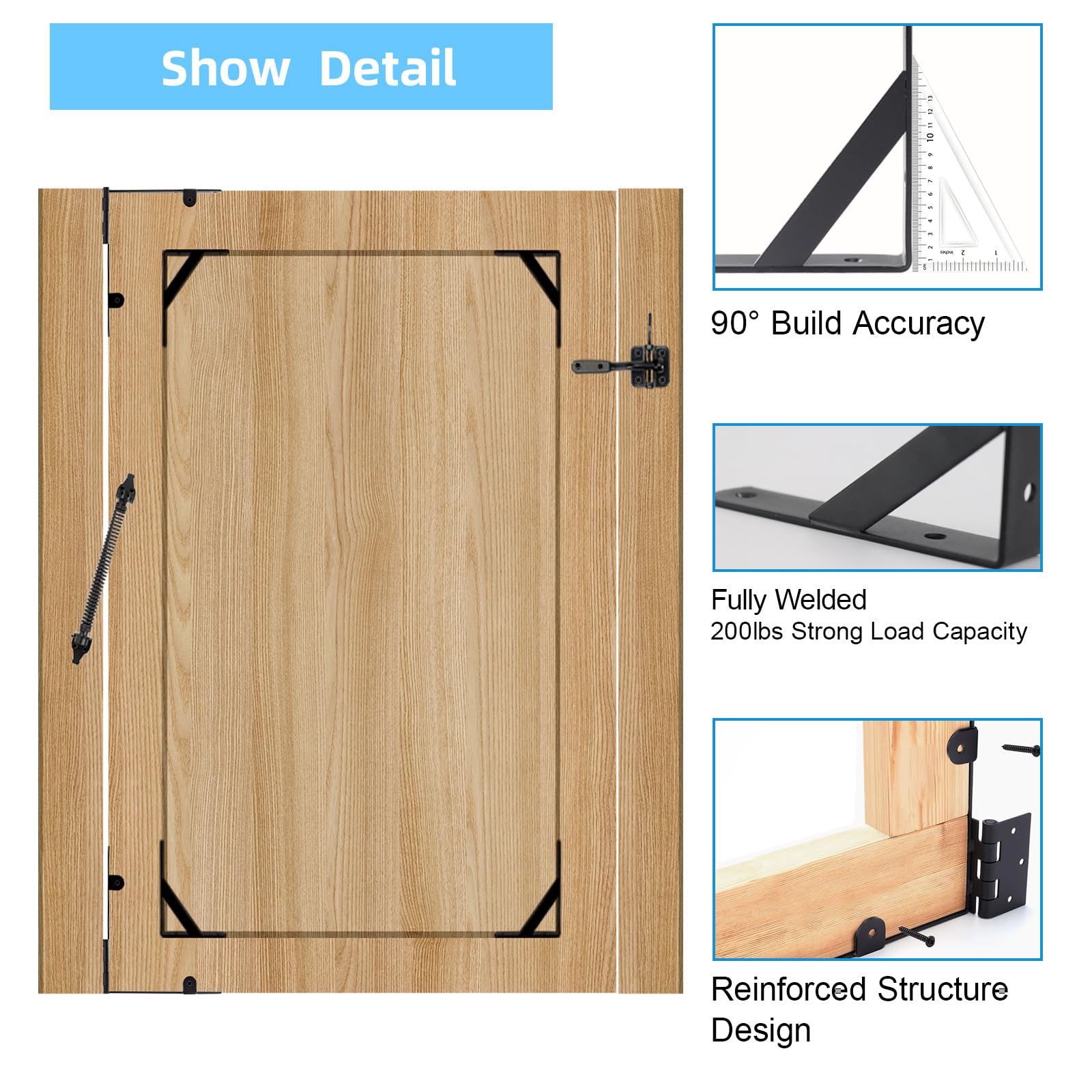 WEKIS gate kit packaging shows screws, latch, and brackets for easy setup