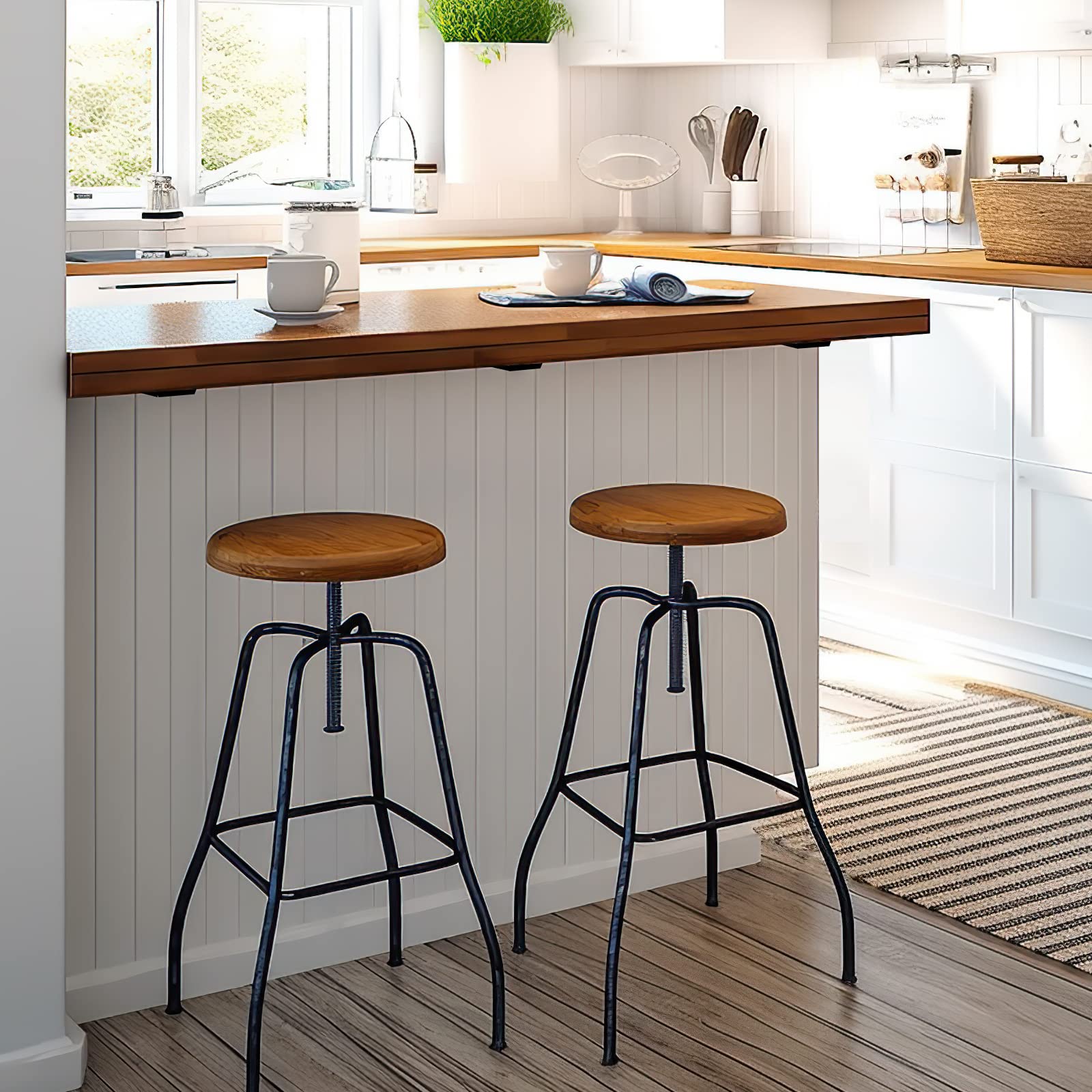 WEKIS bracket in use under counter showing floating shelf effect.