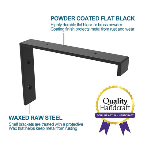 WEKIS heavy-duty cast iron brackets resist rust with durable black coating.