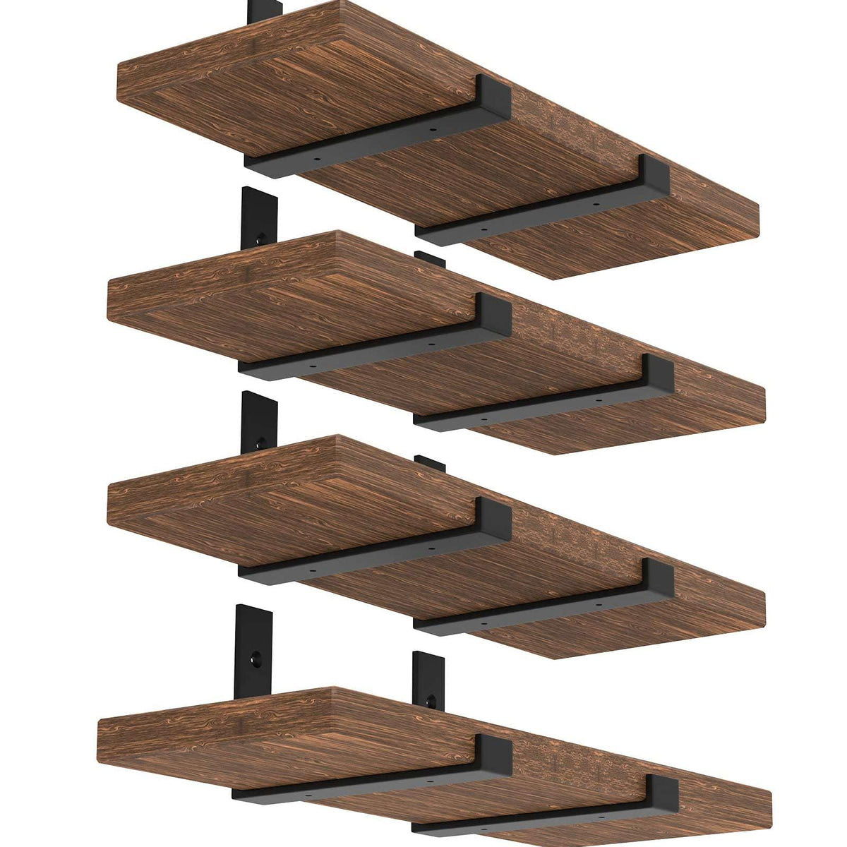 WEKIS 12-inch J-shaped shelf brackets securely mount wall shelves for sturdy storage