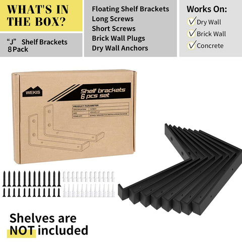 WEKIS shelf brackets in matte black finish resist rust and fade