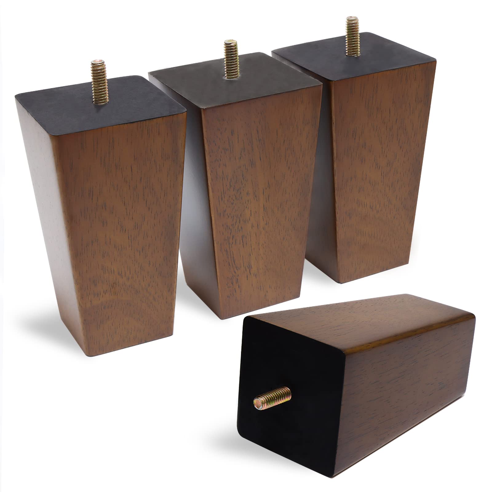 WEKIS couch legs with natural brown finish and square profile.