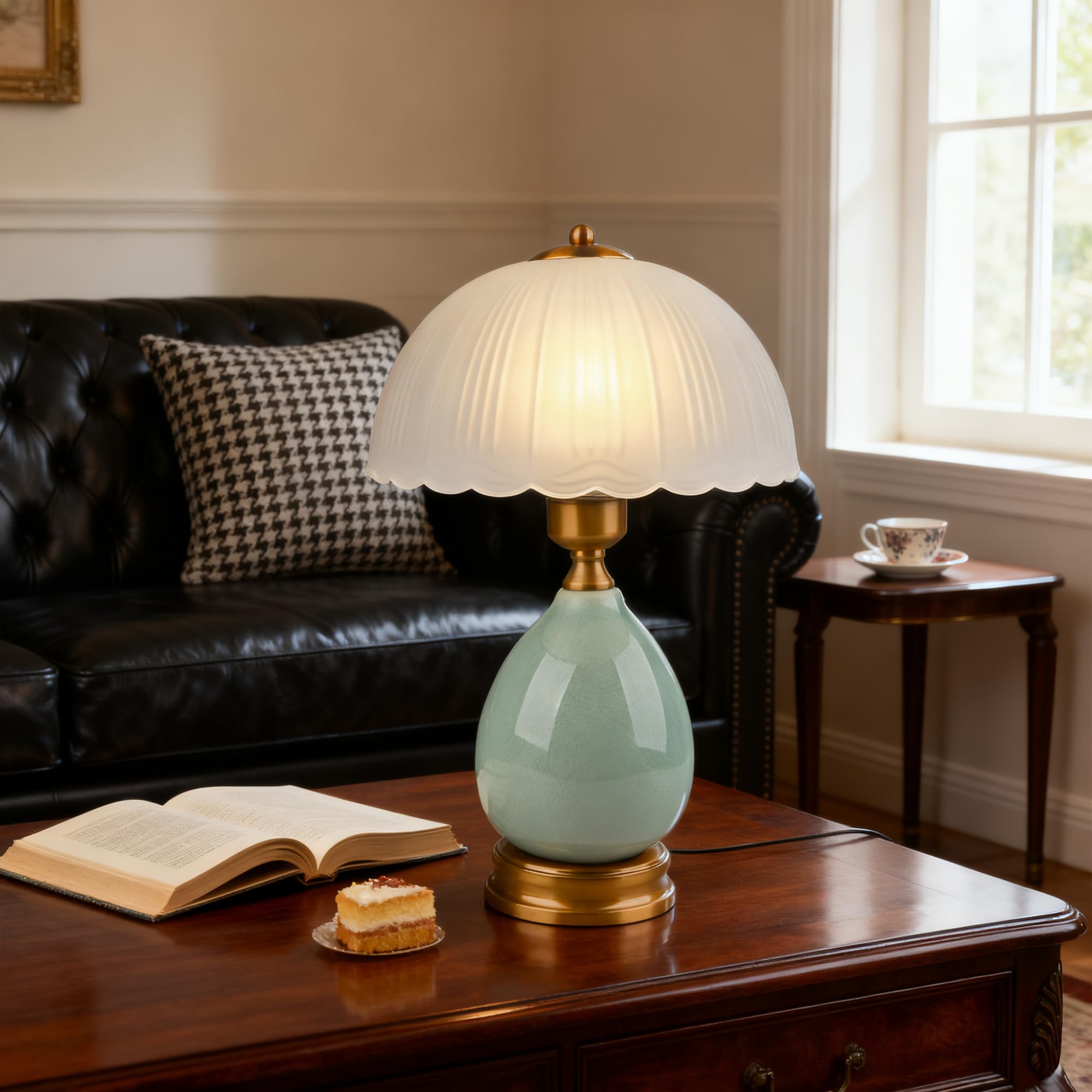 WELAISA green glass lamp with premium finish ideal for decor display and gifting