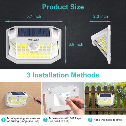 WELALO easy installation with screws or tape for fast outdoor setup.
