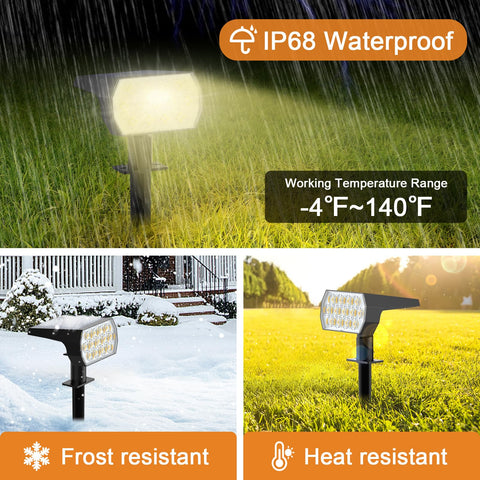 WELALO IP68 waterproof solar spotlight withstands rain and snow