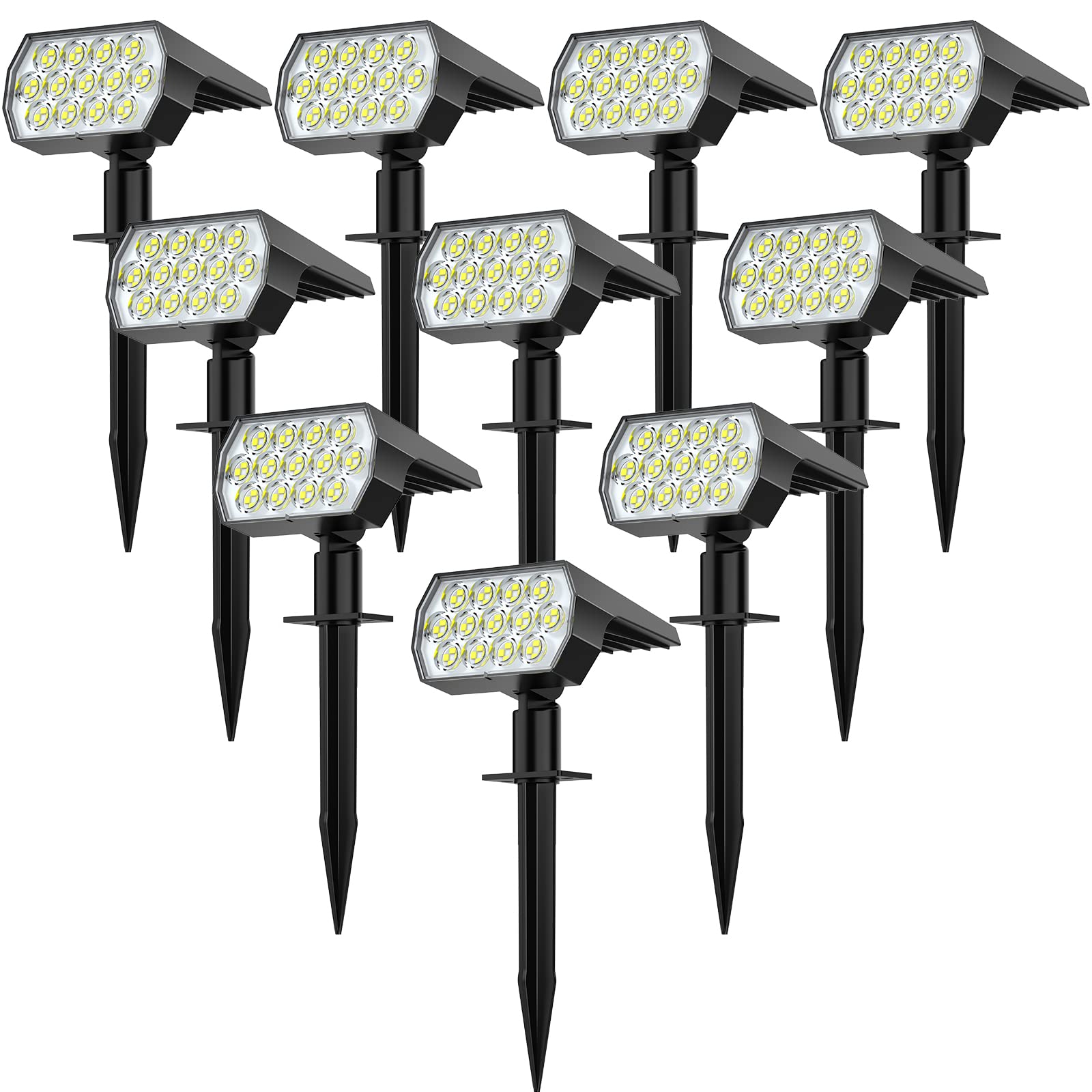WELALO solar spotlights with 52 LEDs illuminate walkways with wide coverage