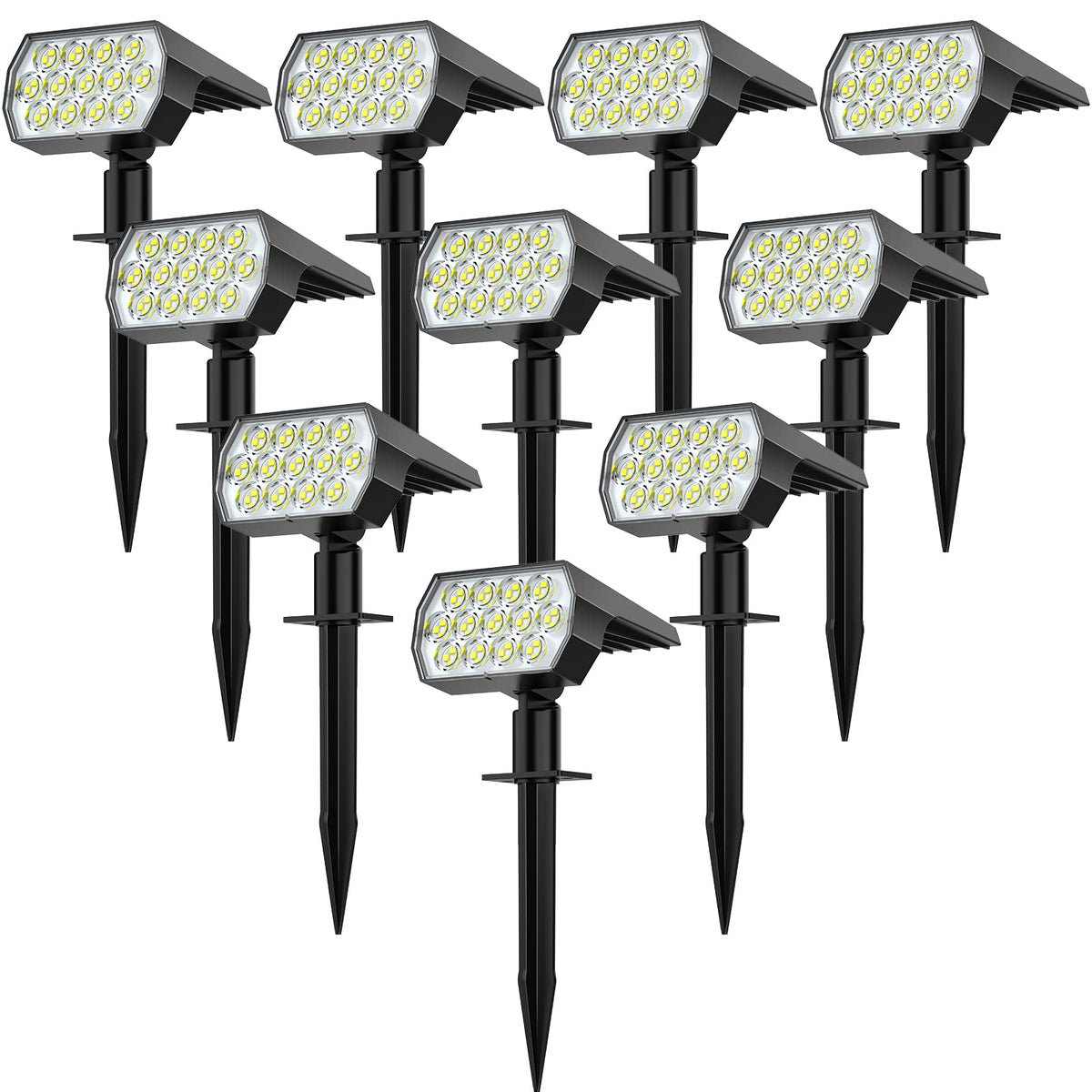WELALO solar spotlights with 52 LEDs illuminate walkways with wide coverage