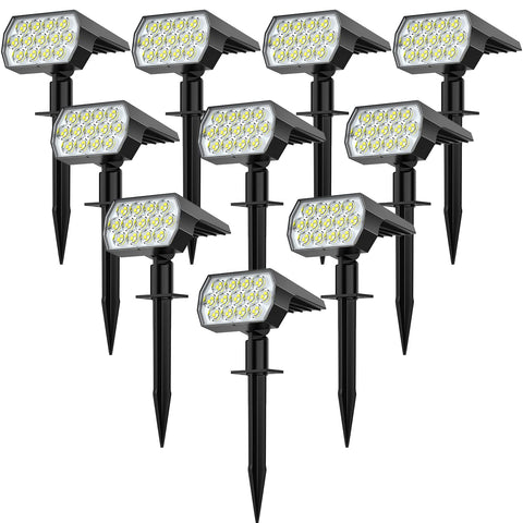 WELALO solar spotlights with 52 LEDs illuminate walkways with wide coverage