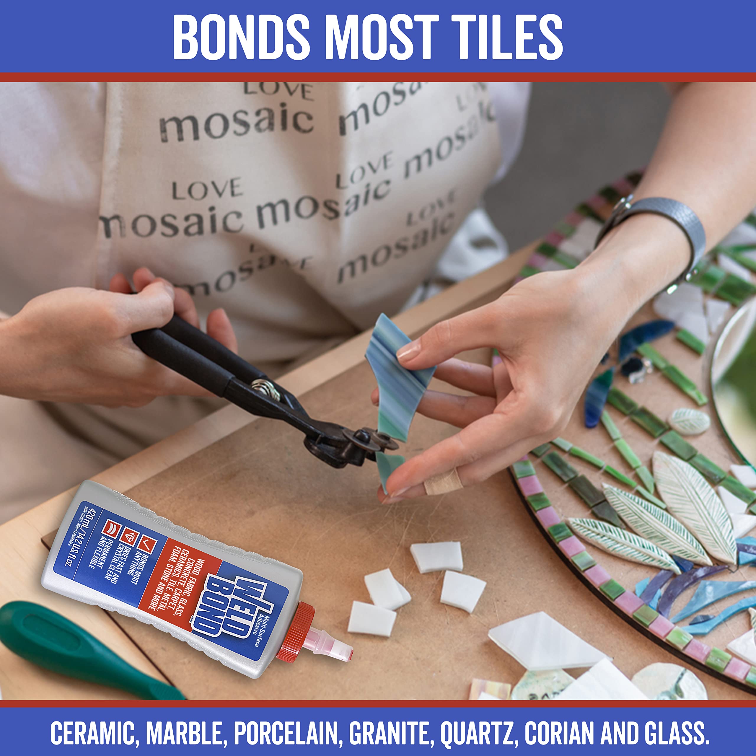 Weldbond clear drying glue bottle dries transparent for clean finishes.
