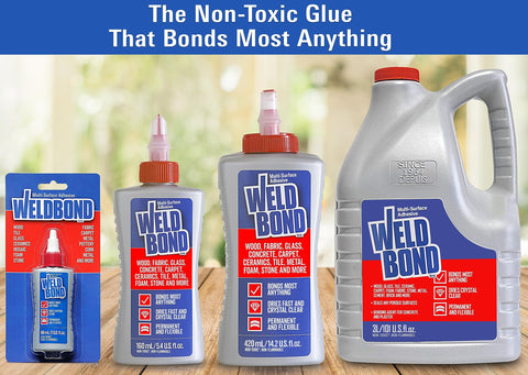 Weldbond non-toxic adhesive bottle is safe for kids and classroom projects.