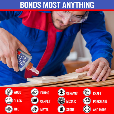 Weldbond glue bonds wood with a strong, sandable finish for carpentry.