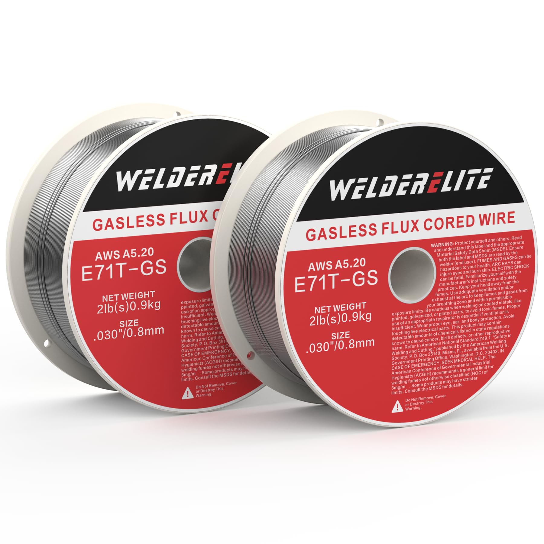 WelderElite 0.030in gasless wire spool for efficient flux-core welding.