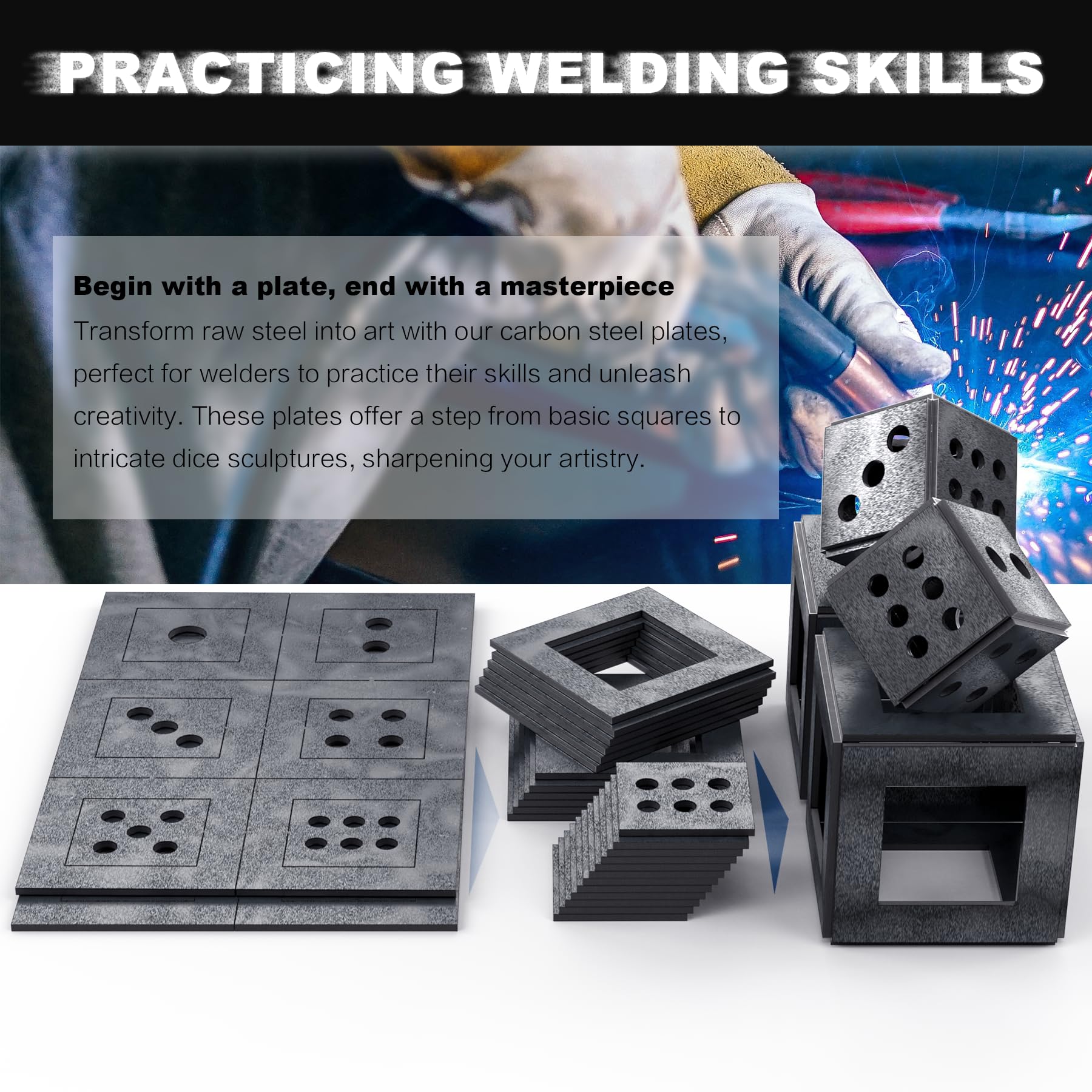 WelderElite dice-welding-parts enable focused practice on small-scale geometry.