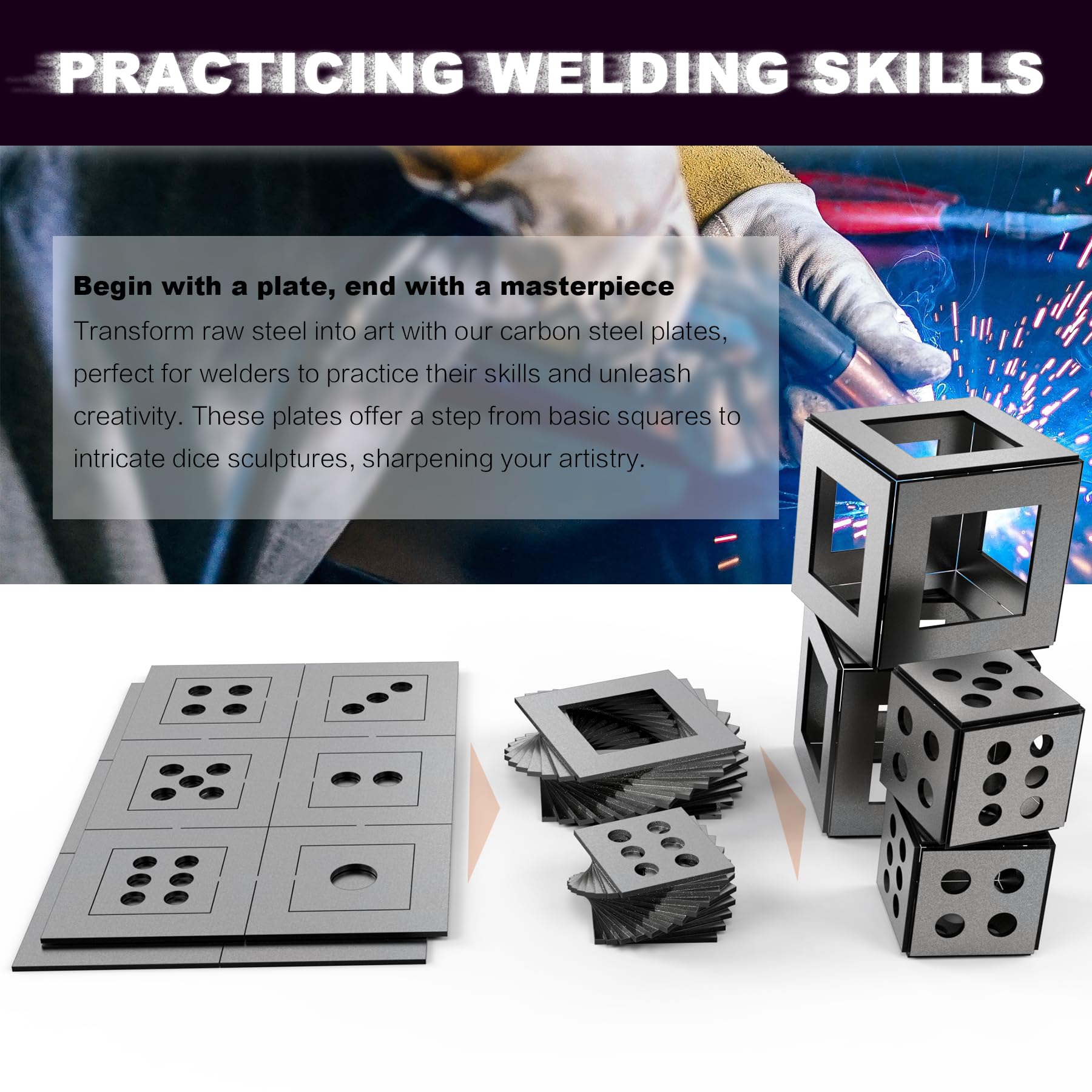 WelderElite laser-cut-steel-edge set enables smooth seams during training sessions.