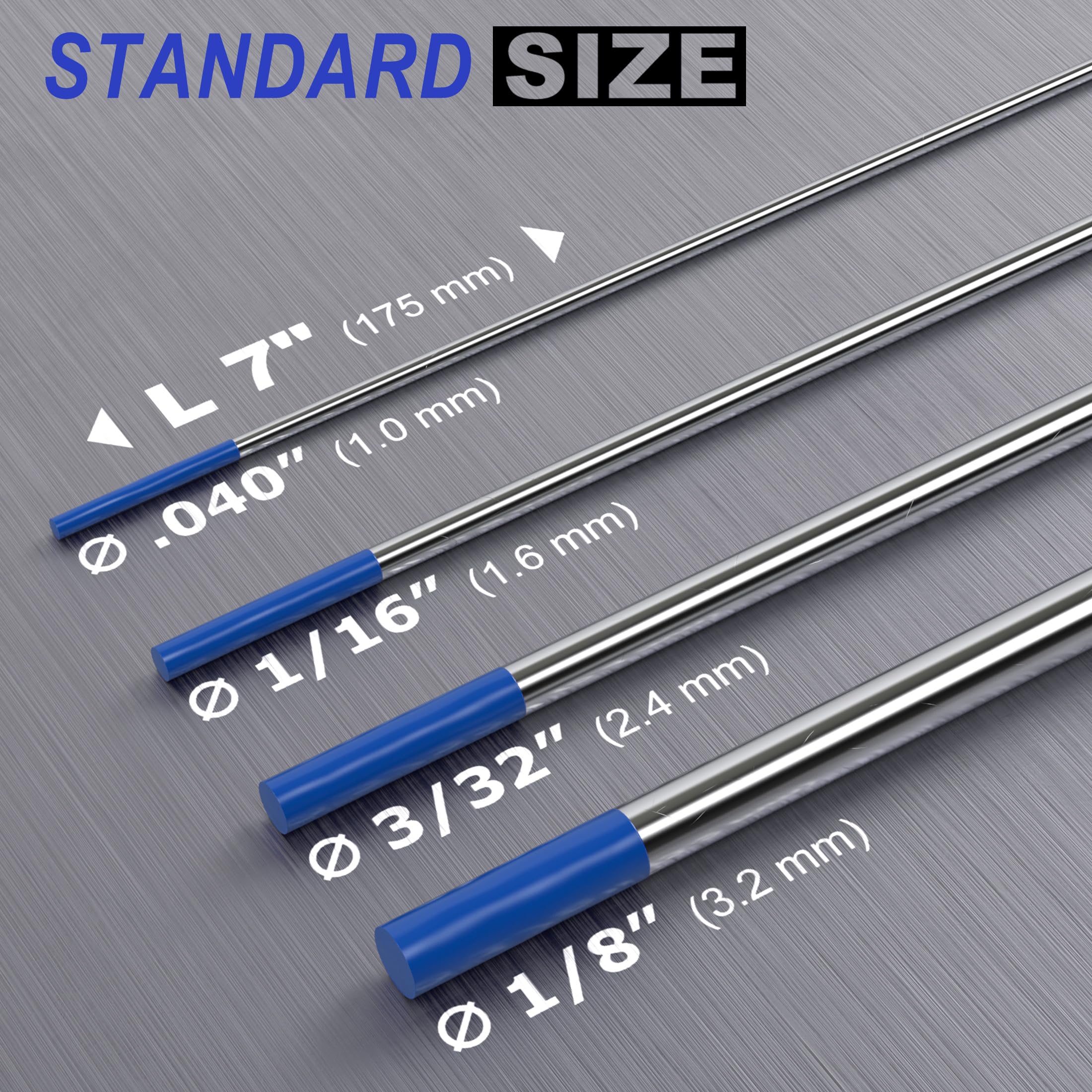 WelderElite blue tungsten 2% lanthanated with long tip life and low burn-off.