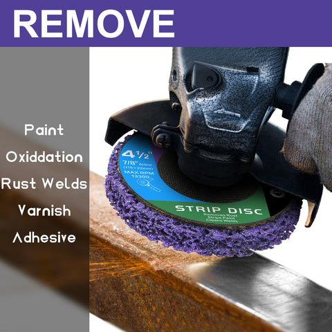 WelderElite strip-disc prepping metal and wood surfaces for finishing.