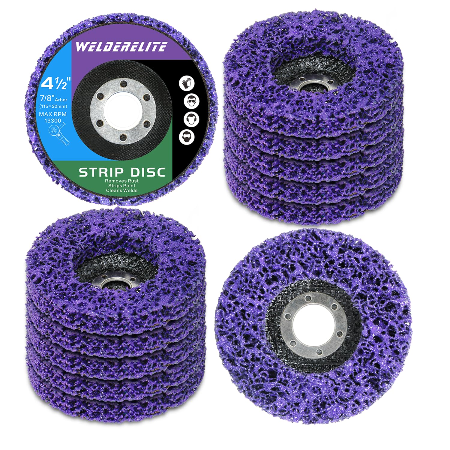 WelderElite purple paint-strip-disc 4in for efficient paint removal.