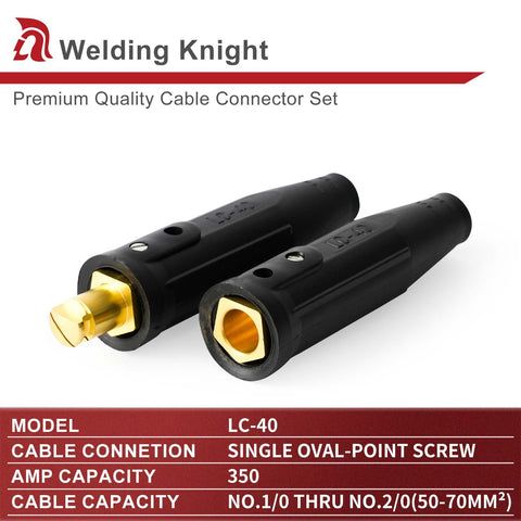 Welding Knight LC40 contact faces highlighted for maximum conductivity and steady arc.