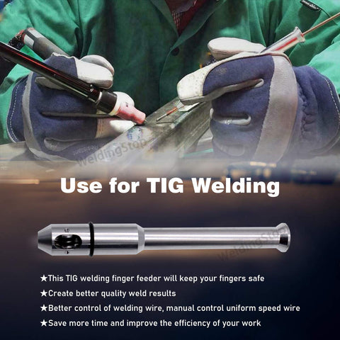Action shot of wire feeding with TIG-Pen demonstrating smooth, controlled advancement.