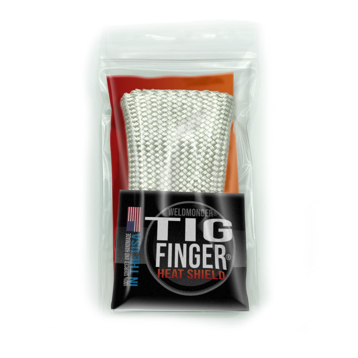 Weldmonger TIG finger heat shield fiberglass closeup shows durable material.