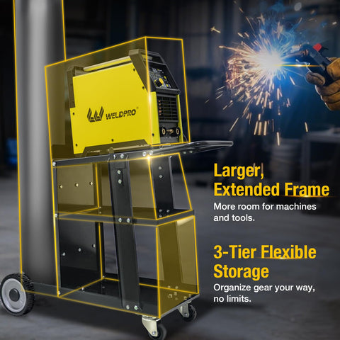 W Weldpro welding cart bottom shelf holding welding gear