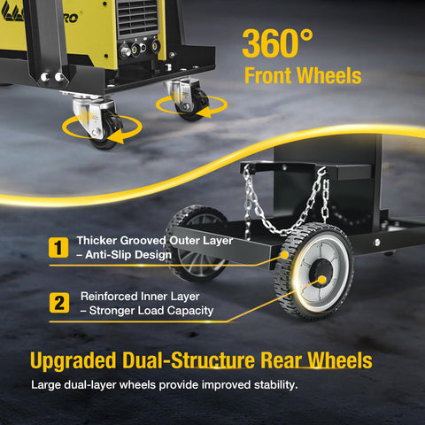 W Weldpro welding cart with secure gas cylinder strap and chains