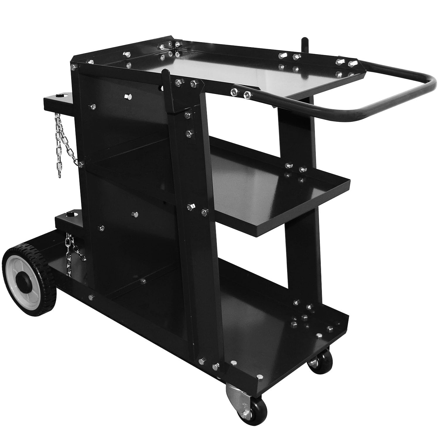 W Weldpro welding cart side view showing sturdy frame for heavy tools