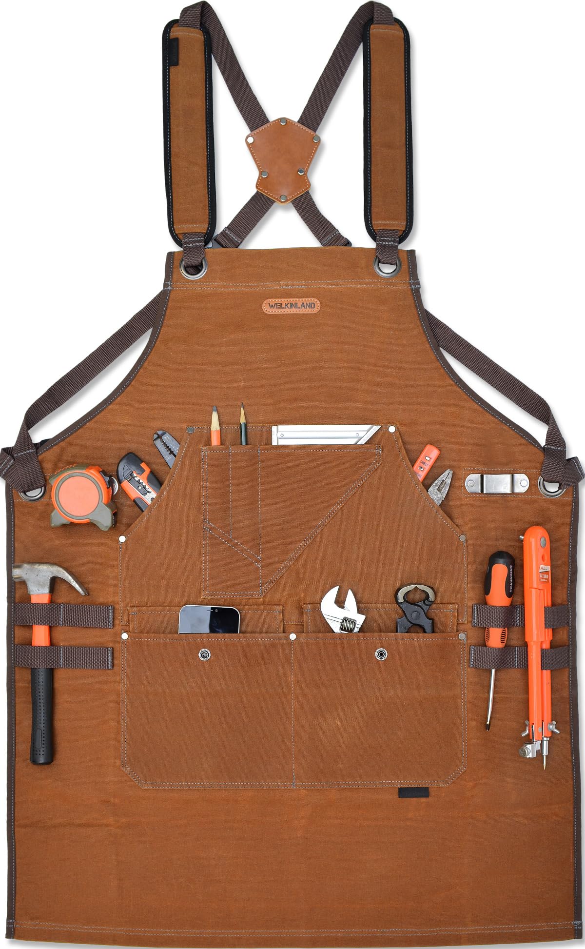 Welkinland 16-pockets apron keeps tools organized for quick access.