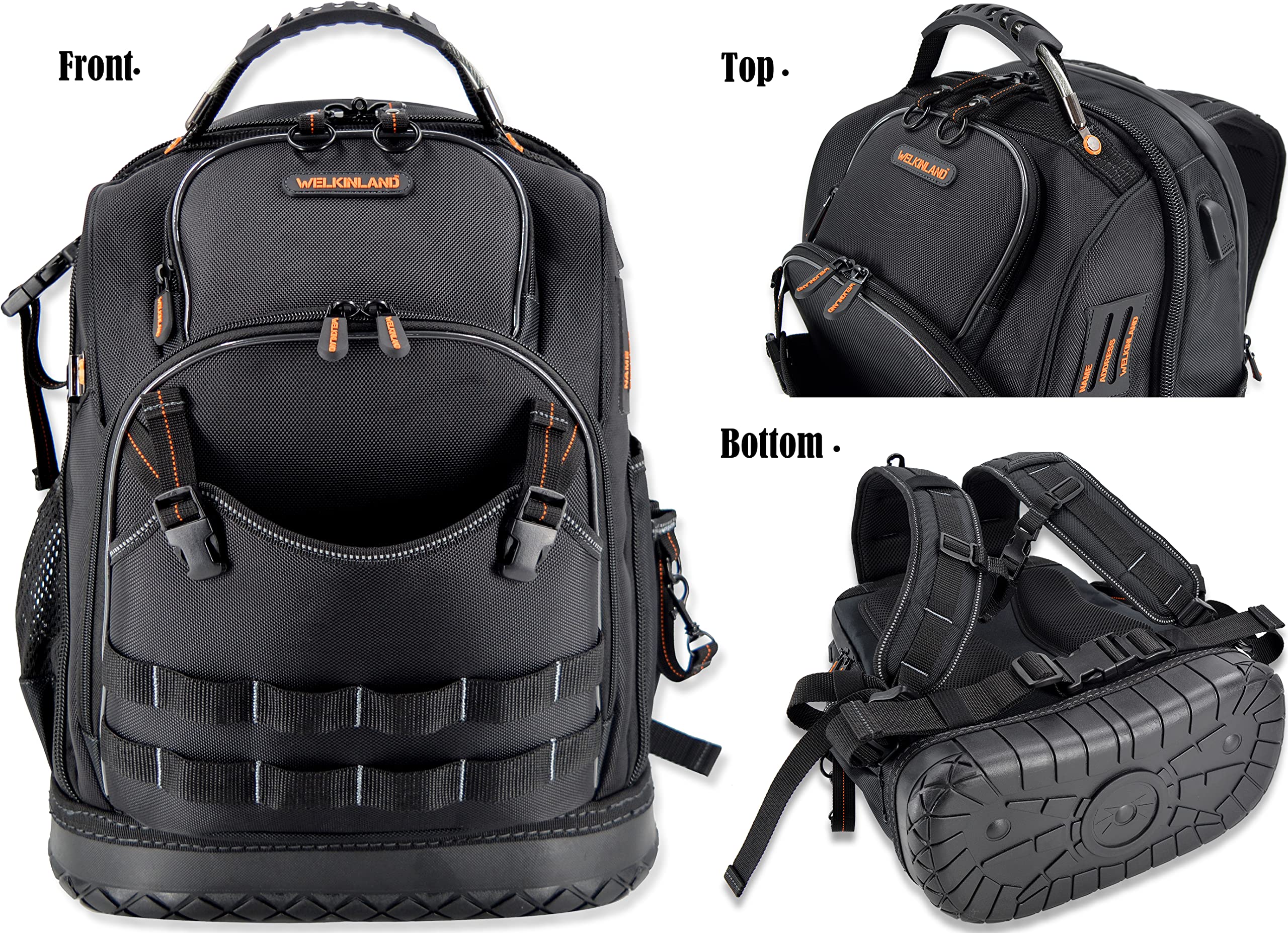 WELKINLAND 1680D ballistic fabric shell resists wear in demanding work environments.