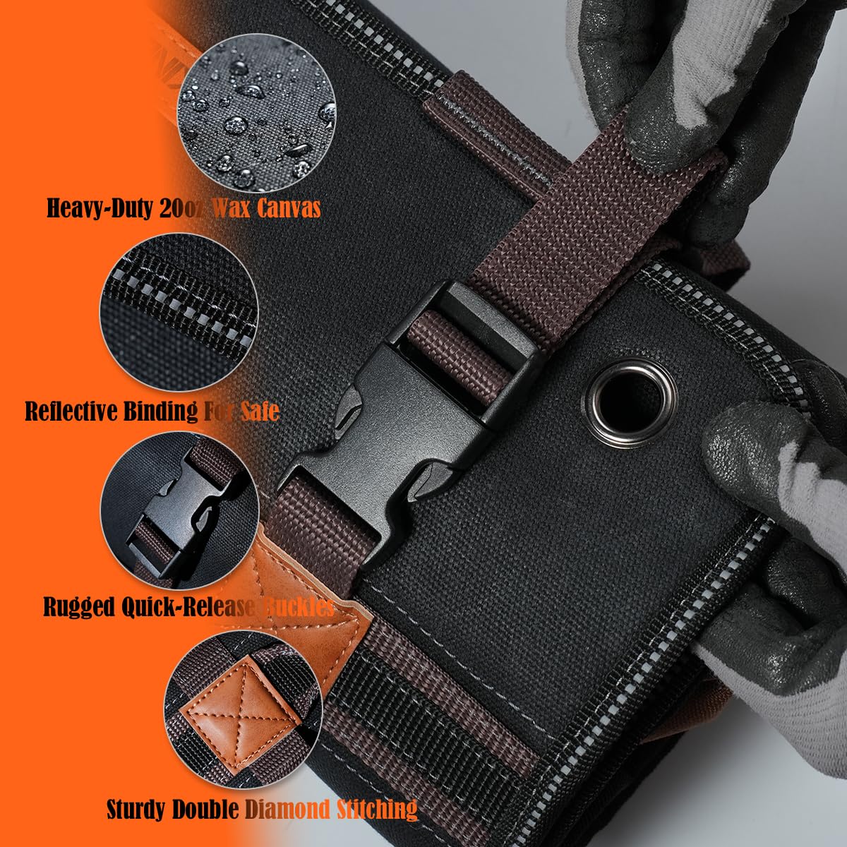 Welkinland 23-pocket canvas tool roll in use by mechanic on a jobsite