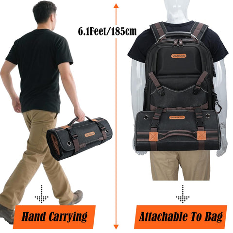 Welkinland 23-pocket canvas tool roll showing large capacity when unfolded