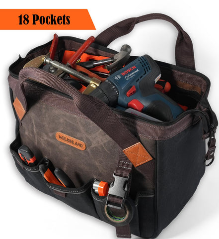 Welkinland 25L capacity tool bag accommodates diverse tools for technicians.