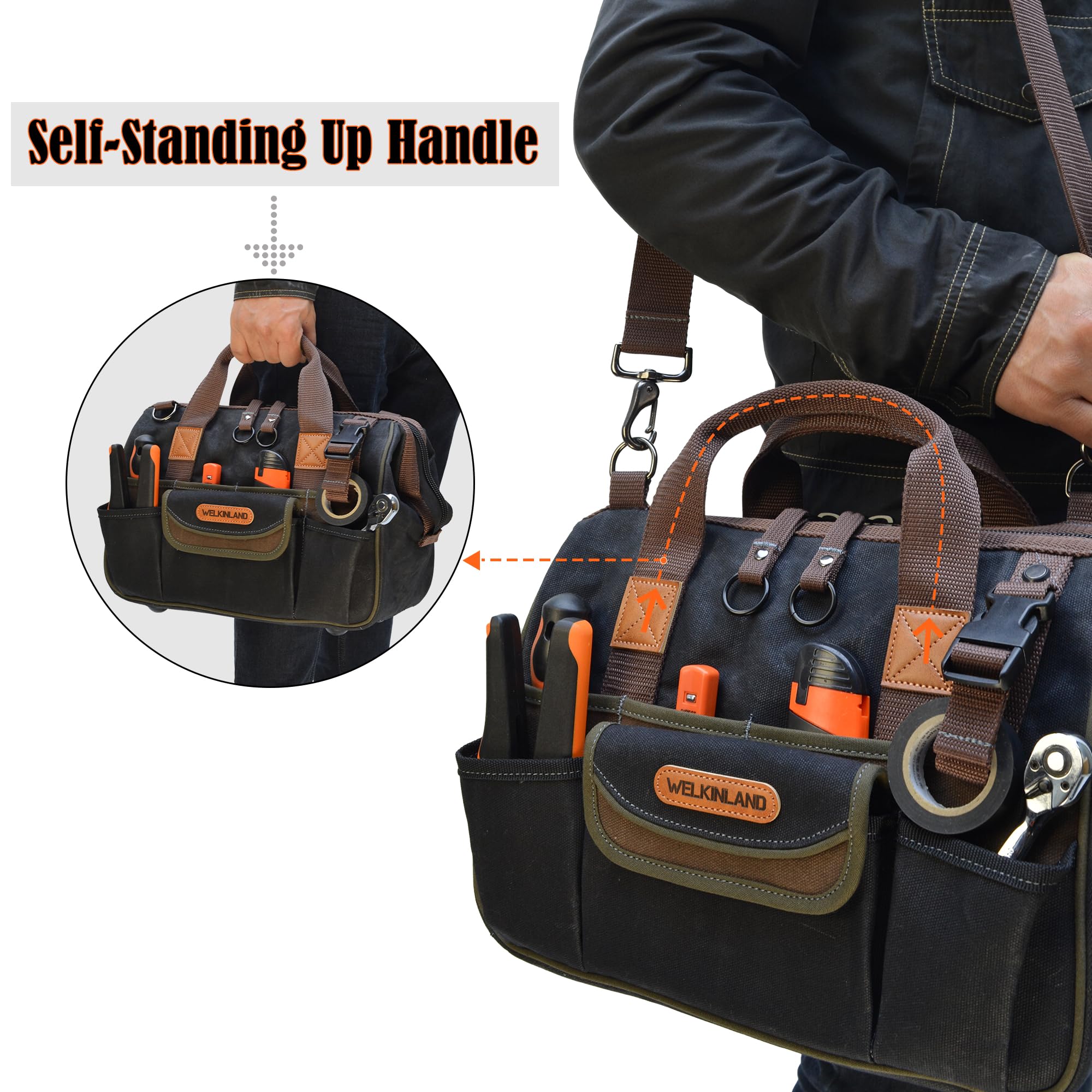 Welkinland 30-pocket design keeps tools organized for electricians and DIYers.