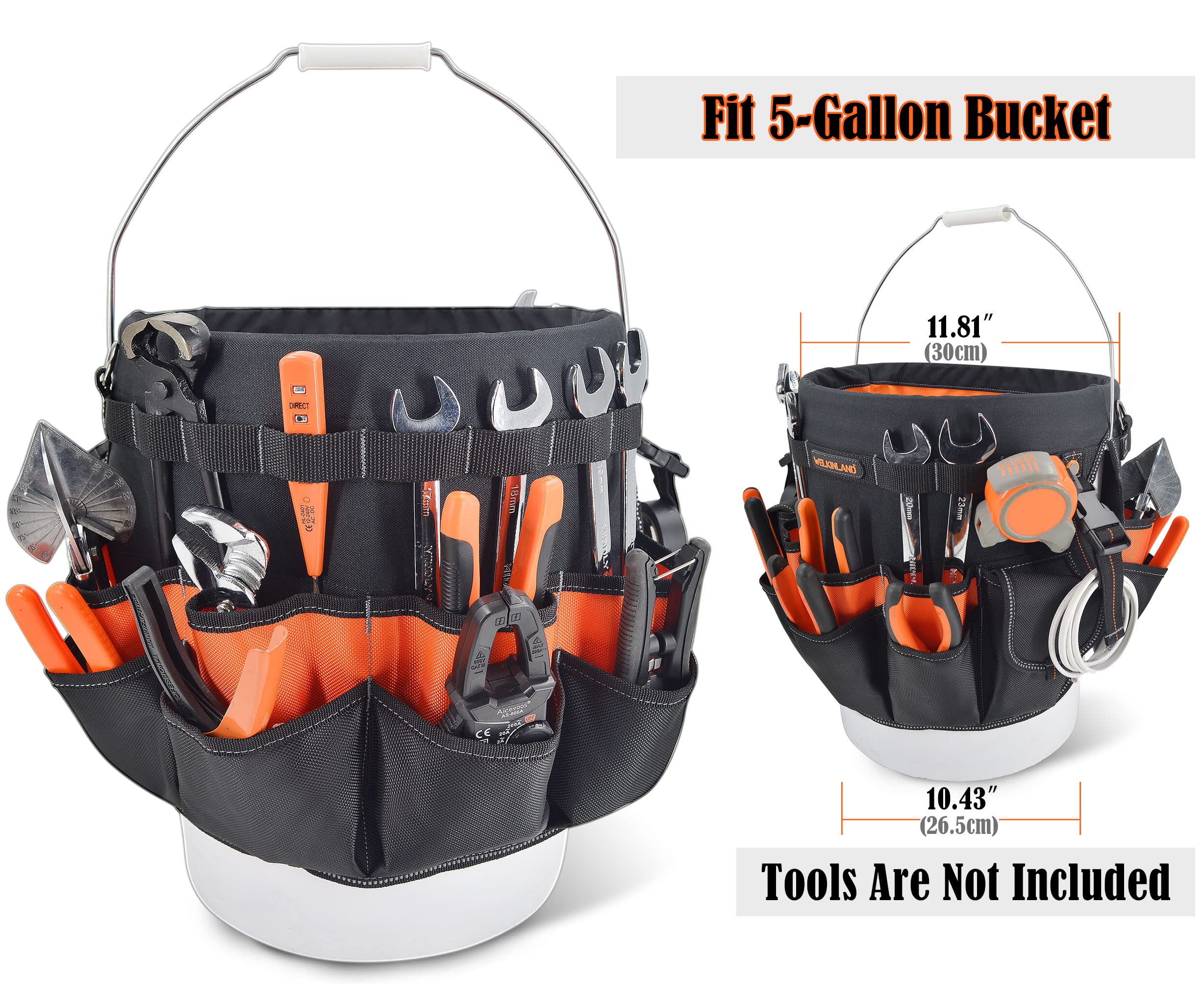 WELKINLAND 47-pocket layout demonstrates generous storage for hand tools and fasteners.