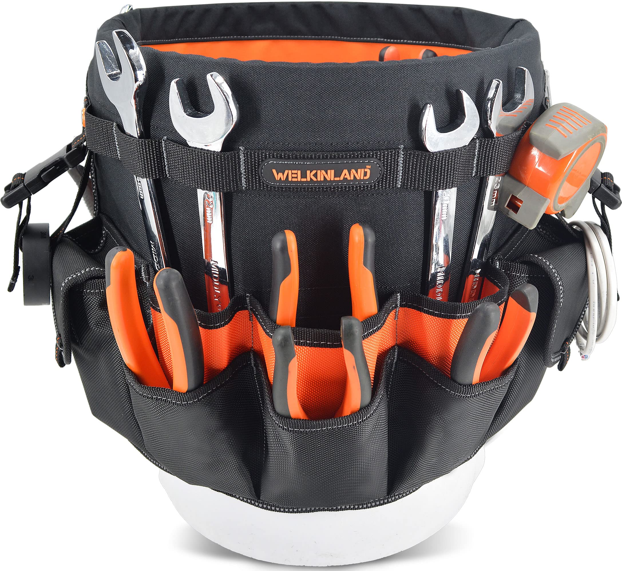 WELKINLAND 5-gallon bucket tool organizer inside view keeps essential tools within easy reach.